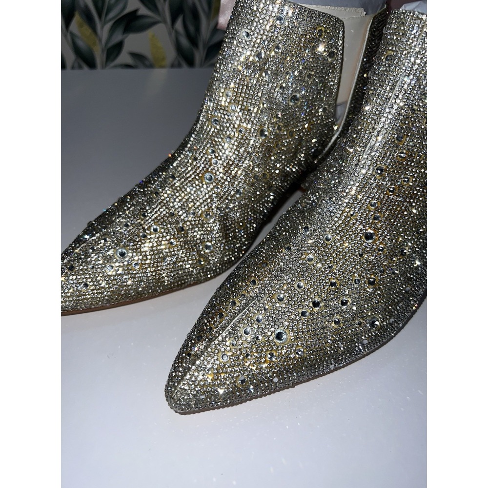 Gold Crystal Embellished Ankle Booties - Picture 3 of 7